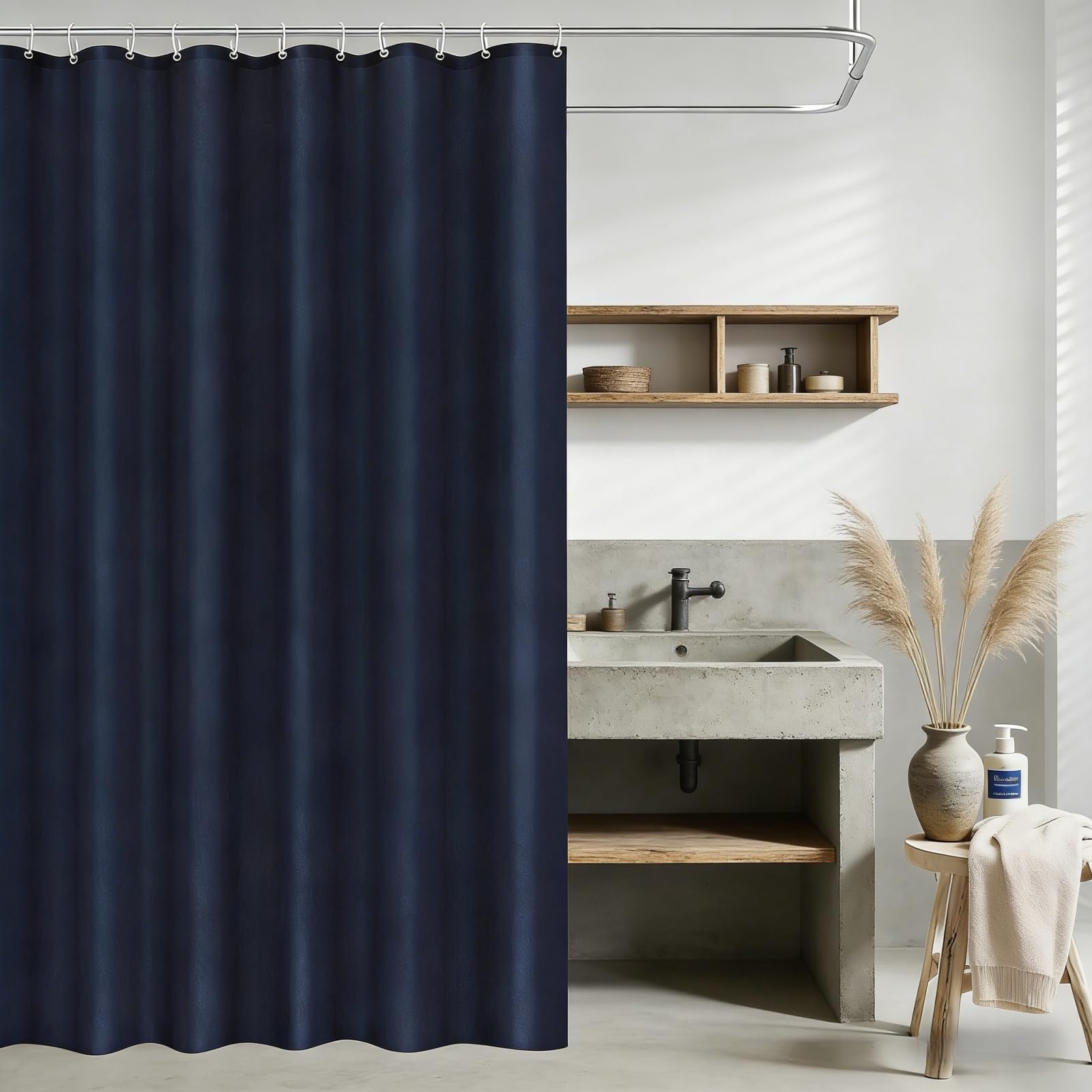 Rideau de douche anti éclaboussure 100 x 240 cm imperméable bleu
