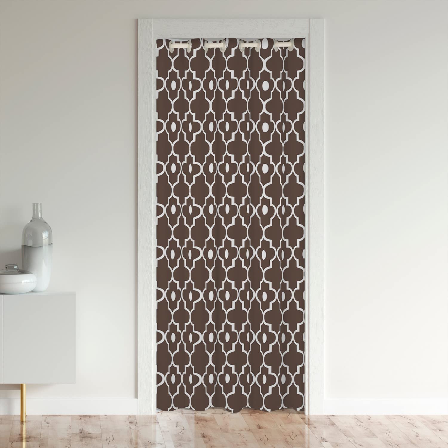 Loussiesd Brown Morocco Pearl Doorway Curtains Privacy Modern Closet Door Curtain for Bedroom 30%-50% Blackout Room Darkening Thermal Insulated Curtain Drape for Doors Windows 132x203cm 1 Panel