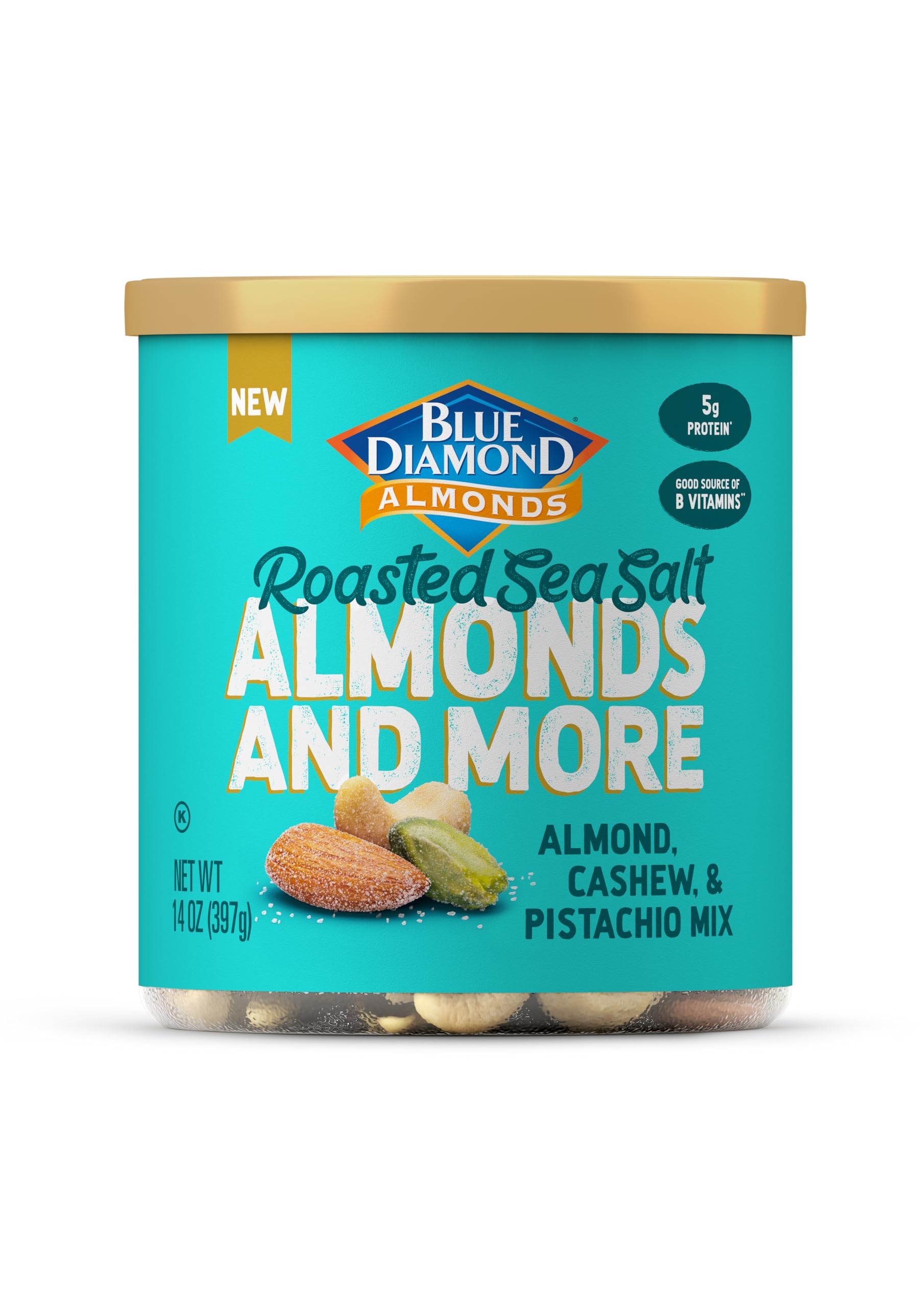 Blue Diamond AlmondsMixed Nuts Roasted Sea Salt Deluxe Snack Nuts, Almonds, Pistachios and Cashews, 396.9 g Tin (Pack of 1)