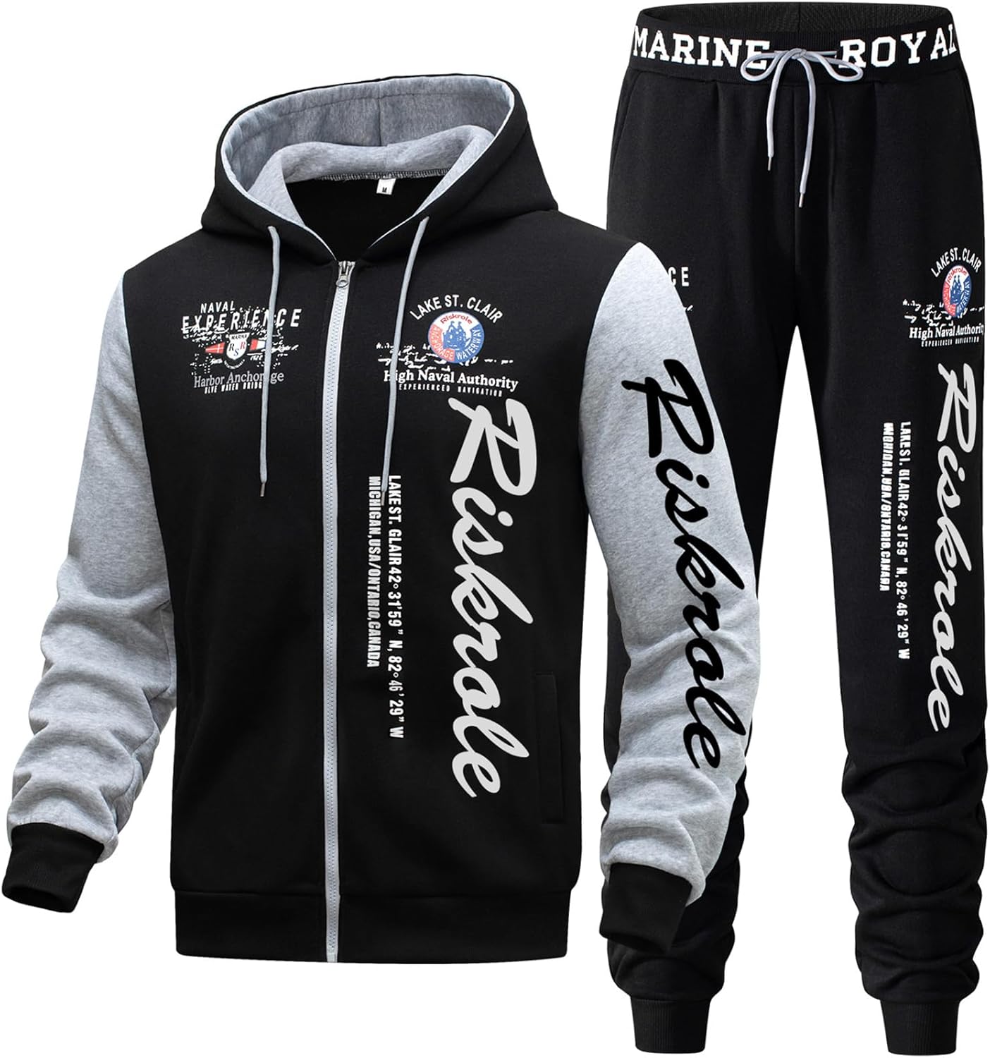 Men’s Hoodie Tracksuit Set 2 Pieces Casual Athletic Warm Sweatsuits Zip up Outfits - Image 3