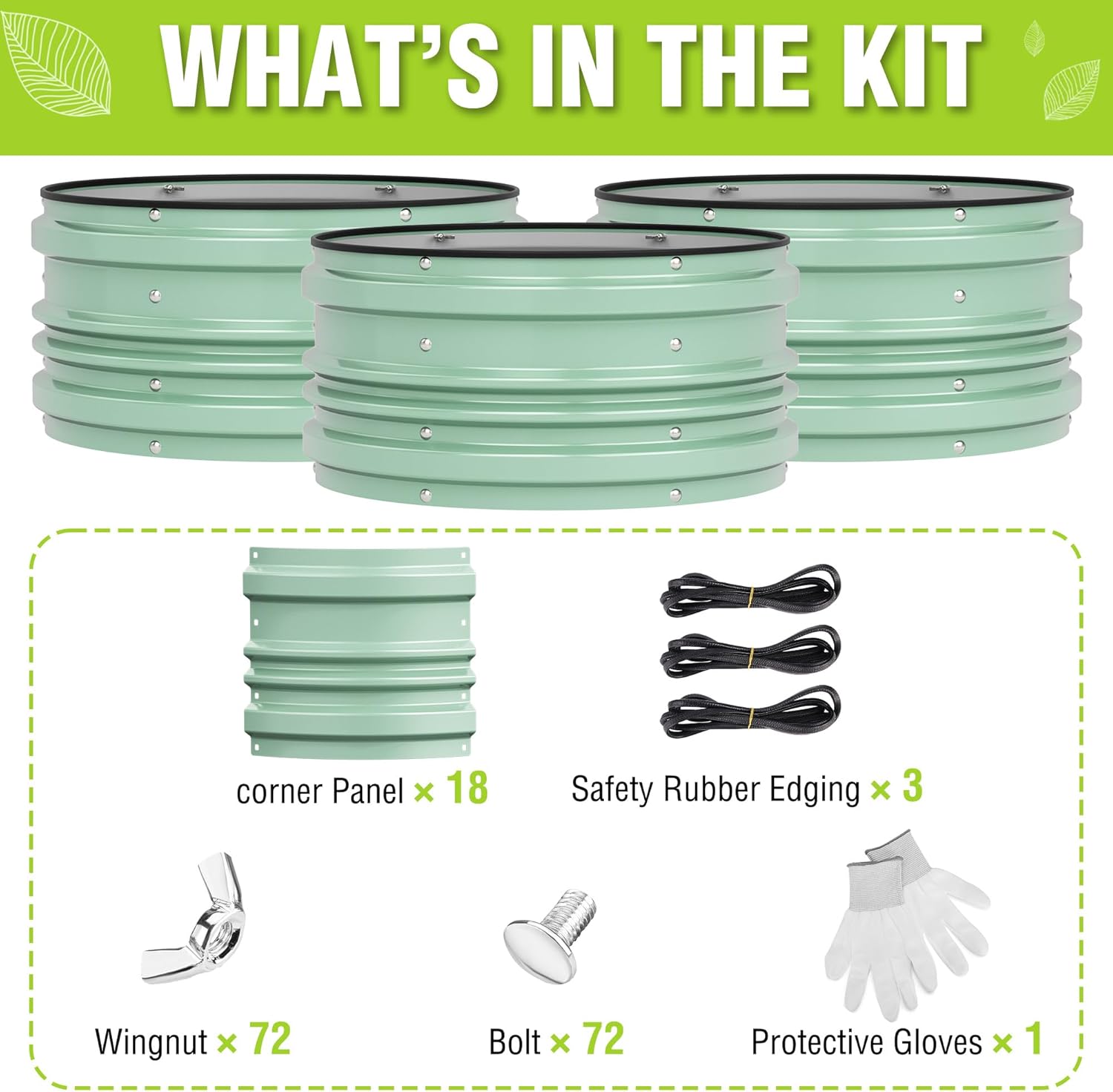 WORKPRO 3Pcs 2x2x1ft Galvanized Raised Garden Bed Set, Rust & Corrosion Protection, Easy Assembly, Safe Edge, Ideal for Vegetables & Flowers, Green