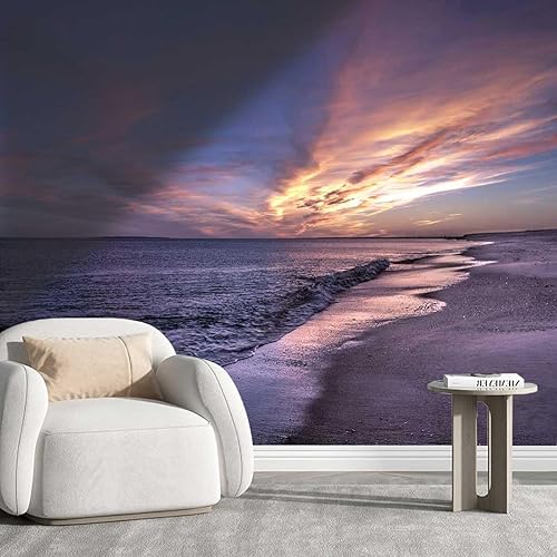 Papel adhesivo para pared, diseño de vista de playa, para decoración de pared de Baño, fácil de quitar (Ancho) 98.4 pulgadas de ancho x 91 pulgadas