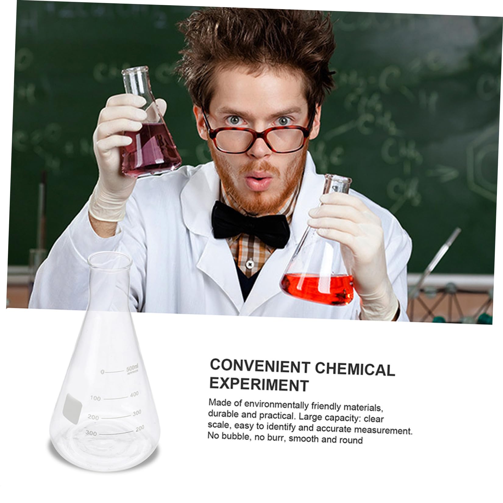 CHILDWEET Juego de 4 Matraces Cónicos de Vidrio Borosilicato Espesado para Laboratorio Capacidad Estándar, Seguros al Calentar, Ideales para Experimentos en Clase de Química
