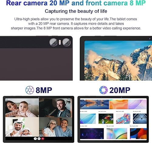 Miniatura 6 de SEBBE Tablet 11 pulgadas Android 13 Pantalla 2K Tablet Octa-Core 2.0 GHz, 16GB RAM+256GB ROM+TF 1TB 2000 * 1200 Pixel8MP+20MP+2MP Macro10000 mAh5G
