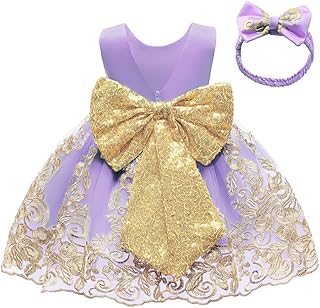 CMMCHAAH 0-6 Years Baby Girls Pageant Lace Embroidery Dresses Toddler Formal Dress with Headwear