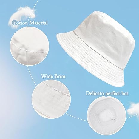 Cappello Pescatore Unisex In Cotone - Bucket Hat Reversibile Pieghevole Per Sole E Spiaggia - Foto 2