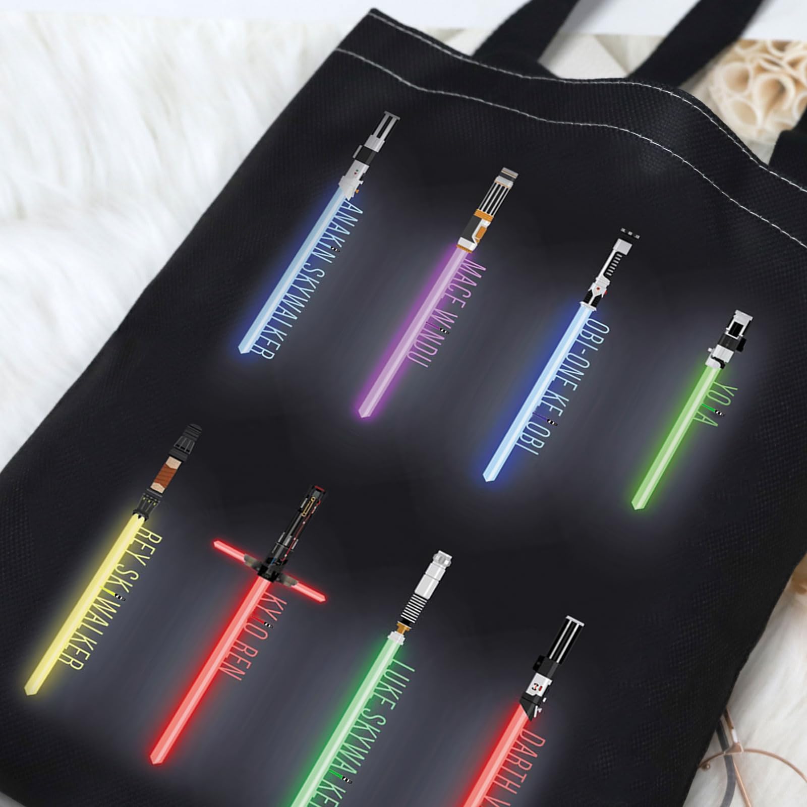 G2TUP Star Lightsabers Canvas Tote Bag Heroes of Galaxy Gift Death Star Shoulder Bag Lightsabers Merch