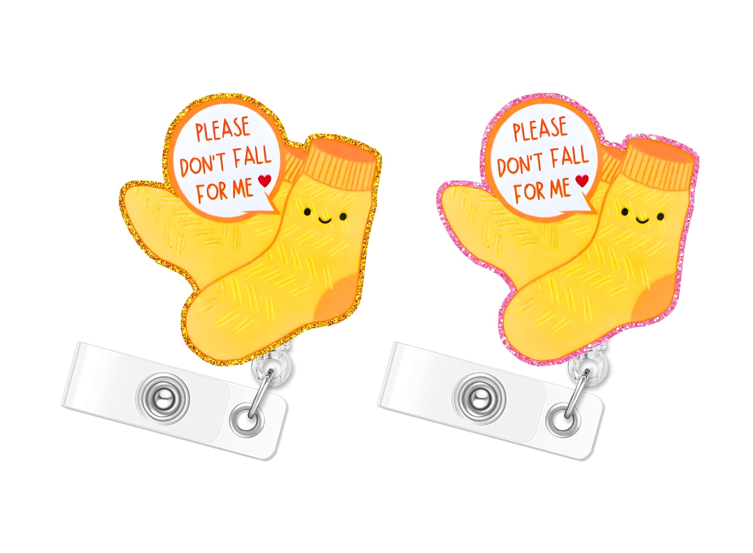 Don’t Fall for Me Badge Reels Retractable Sock Funny Cute Badge Holder with Badge Reel ID Clip Name Tag Card Tag Card Badge Clip Acrylic Accessories Gifts Nurse — image 1