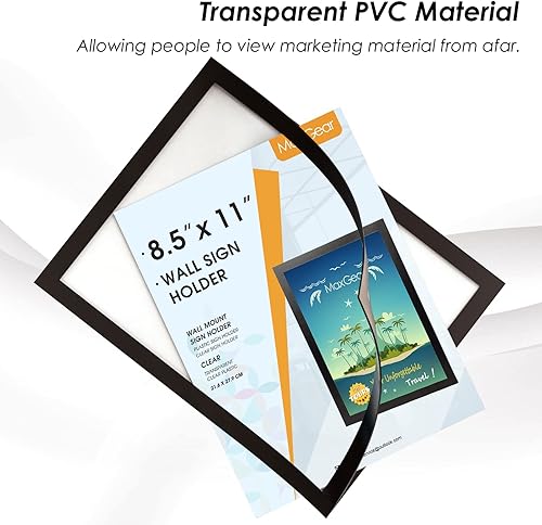 Miniatura 4 de MaxGear Soporte para letreros de 8.5 x 11 pulgadas, soporte magnético de plástico transparente, marcos de fotos autoadhesivos, para exhibir en