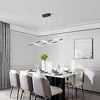 Vista 3 de Becailyer Lámpara colgante LED moderna, lámpara lineal regulable de 30 W con control remoto, 39 pulgadas, accesorios de iluminación de isla colgante