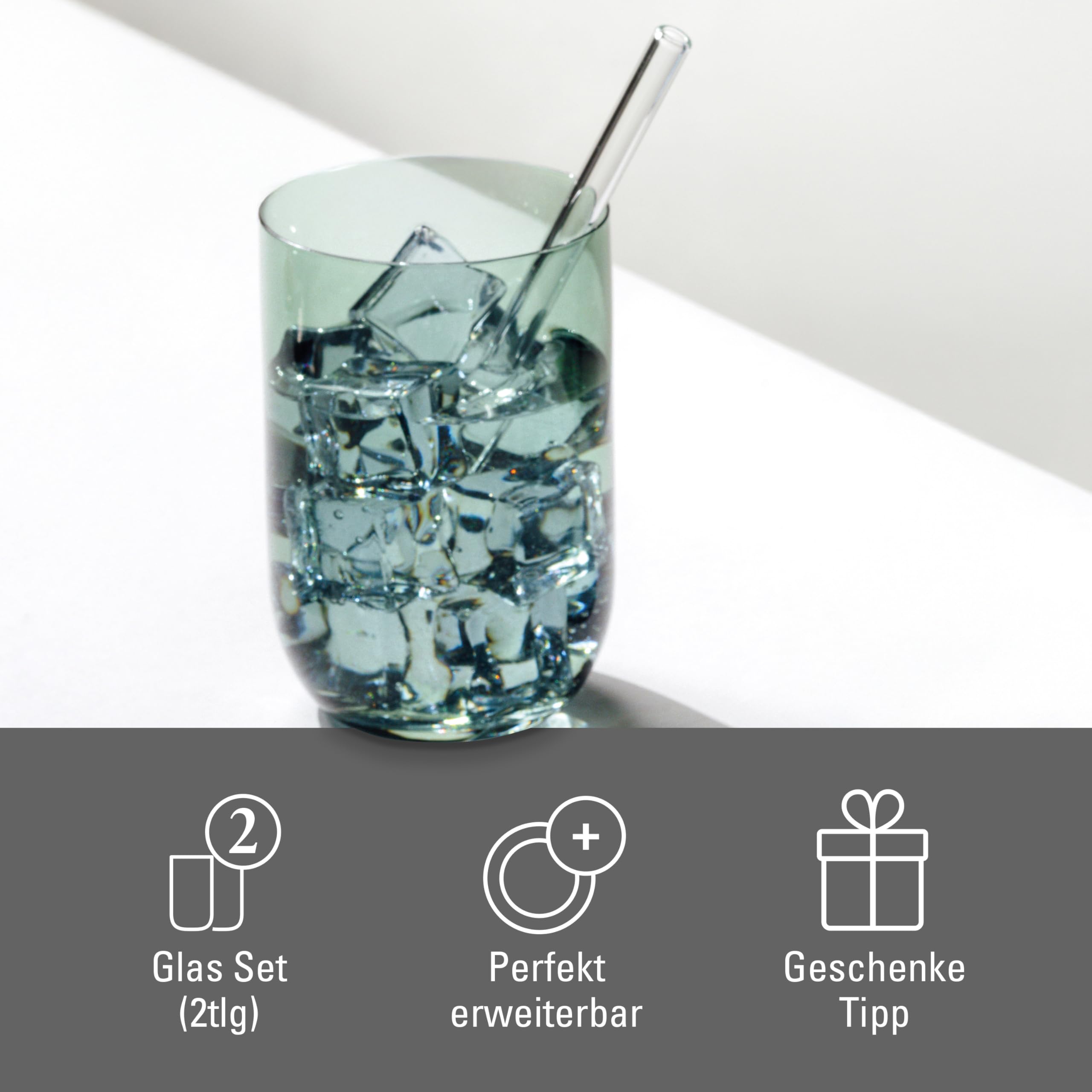 Villeroy & Boch – Like Sage szklanka do long drinków zestaw 2-cz., szkło w kolorze zielonym, pojemność 385 ml