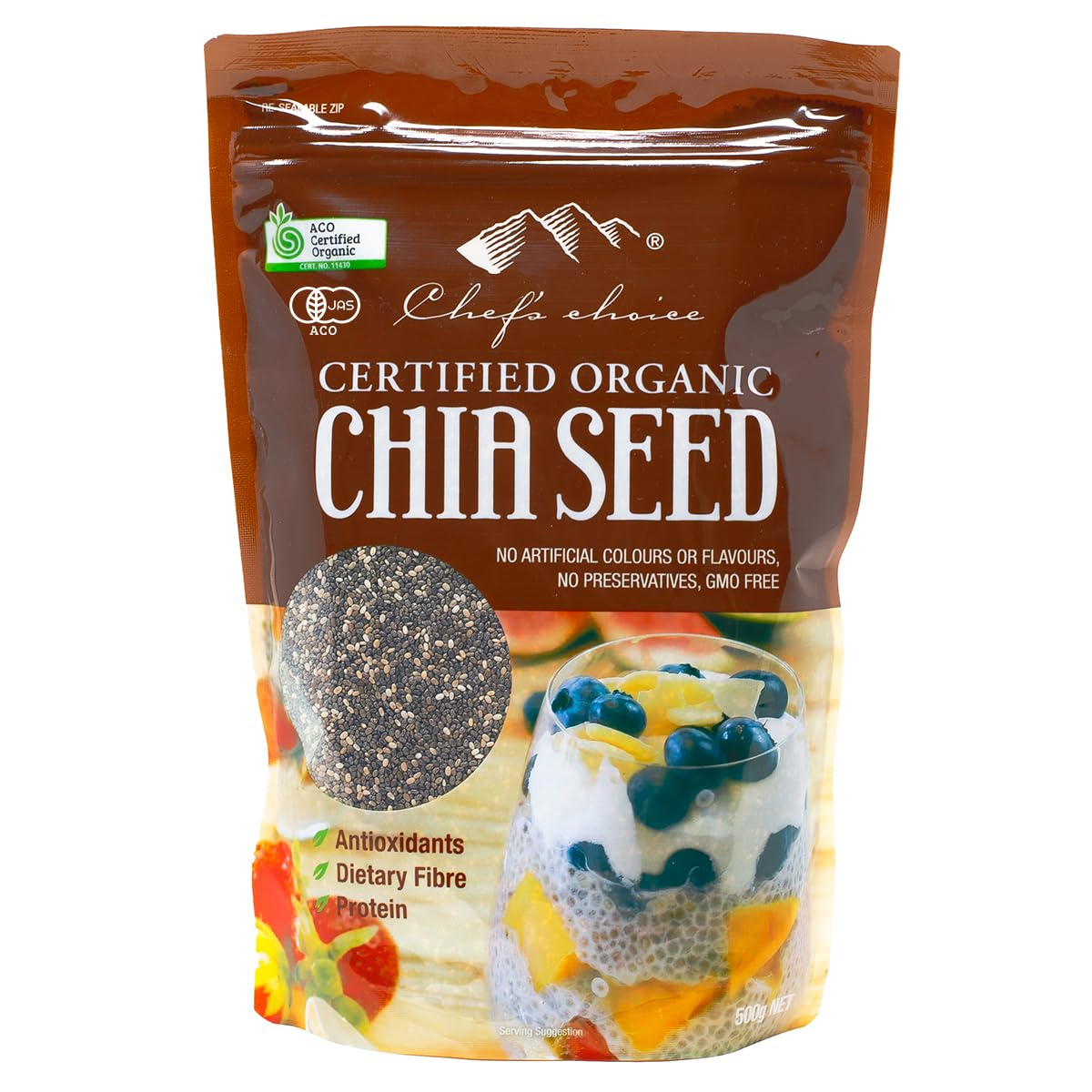 シェフズチョイス オーガニックチアシード 有機チアシード BRC HACCP認証 Organic Chia Seed (500g)