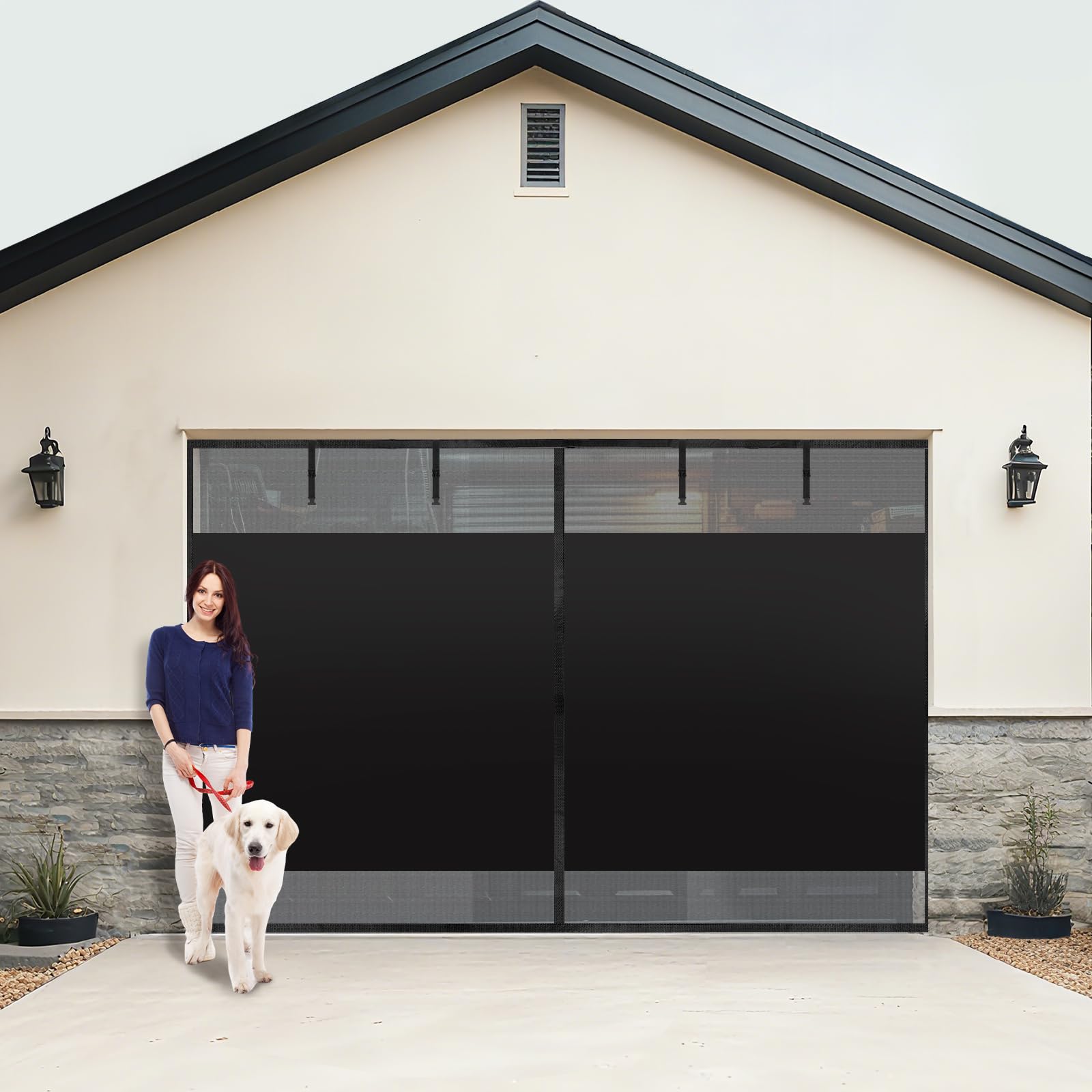 Photo 1 of [MISSING PARTS] SmoothNovelty Privacy Magnetic Garage Door Screen for 1 Car Garage 10 x 8 ft Heavy Duty Weighted Bottom Screen Doors for Doorway to Keeps Bugs Out
