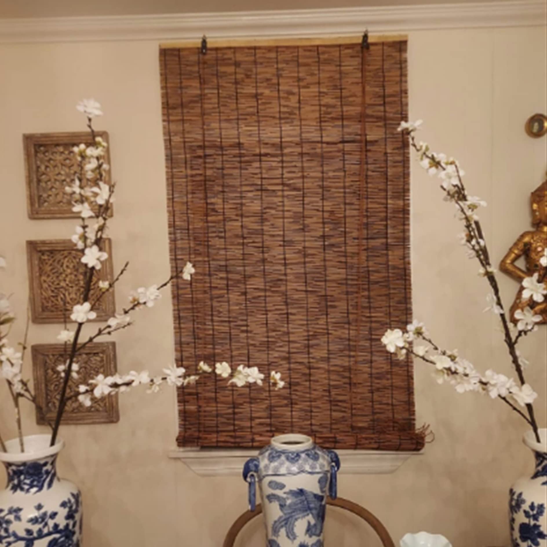 Rideau En Bambou Naturel Occultant - Personnalisable, Dimensions 50x120 Cm, Pour Fenêtre, Balcon, Jardin