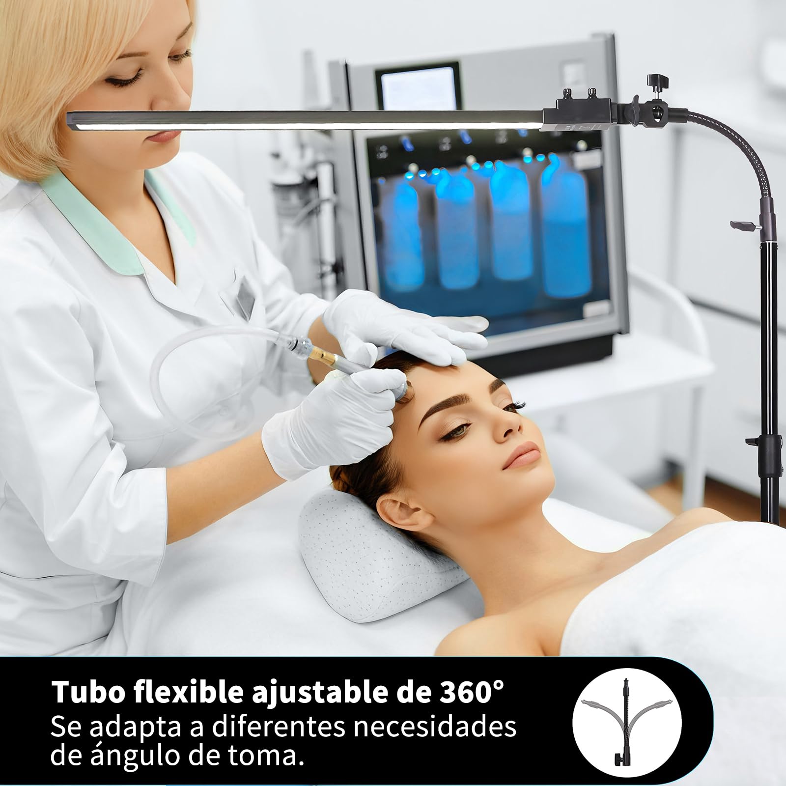 Kit de Iluminación LED para Fotografía y Vídeo, Regulable Bicolor con Soporte y Bolsa, para Retratos, Grabación de Youtube, Tatuaje de Cejas y Extensión de Pestañas