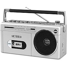 GPO Brooklyn 1980S-Style Portable Boombox - CD Player, Cassette Player, FM Radio, USB, Wireless Bluetooth Speaker - Silver