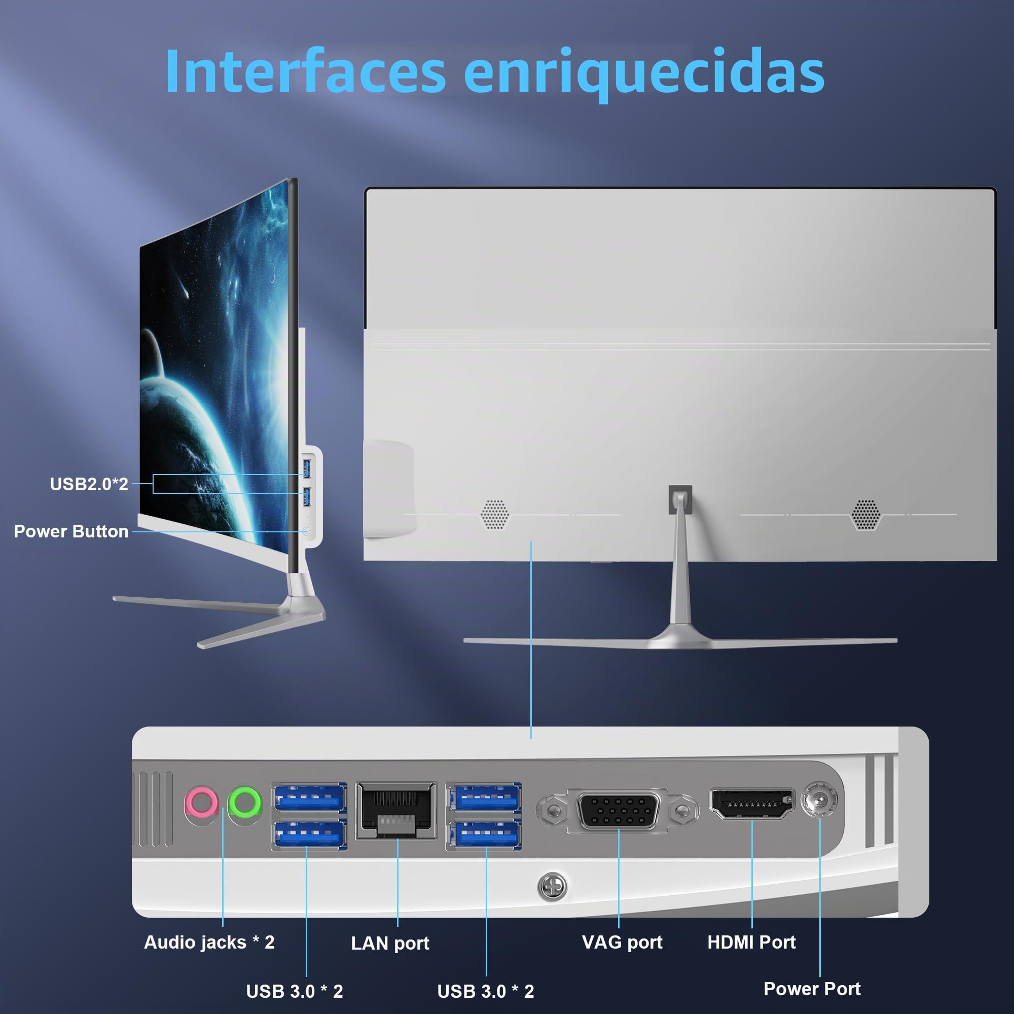 Ordenador Todo en Uno con Pantalla Curva 23.8" Procesador Celeron N100 (Up to 3.4Ghz) 8GB de RAM 512GB SSD Ordenador de Escritorio Todo en Uno Dual-Band WiFi Bluetooth 4.0 Completo con Ratón y Teclado