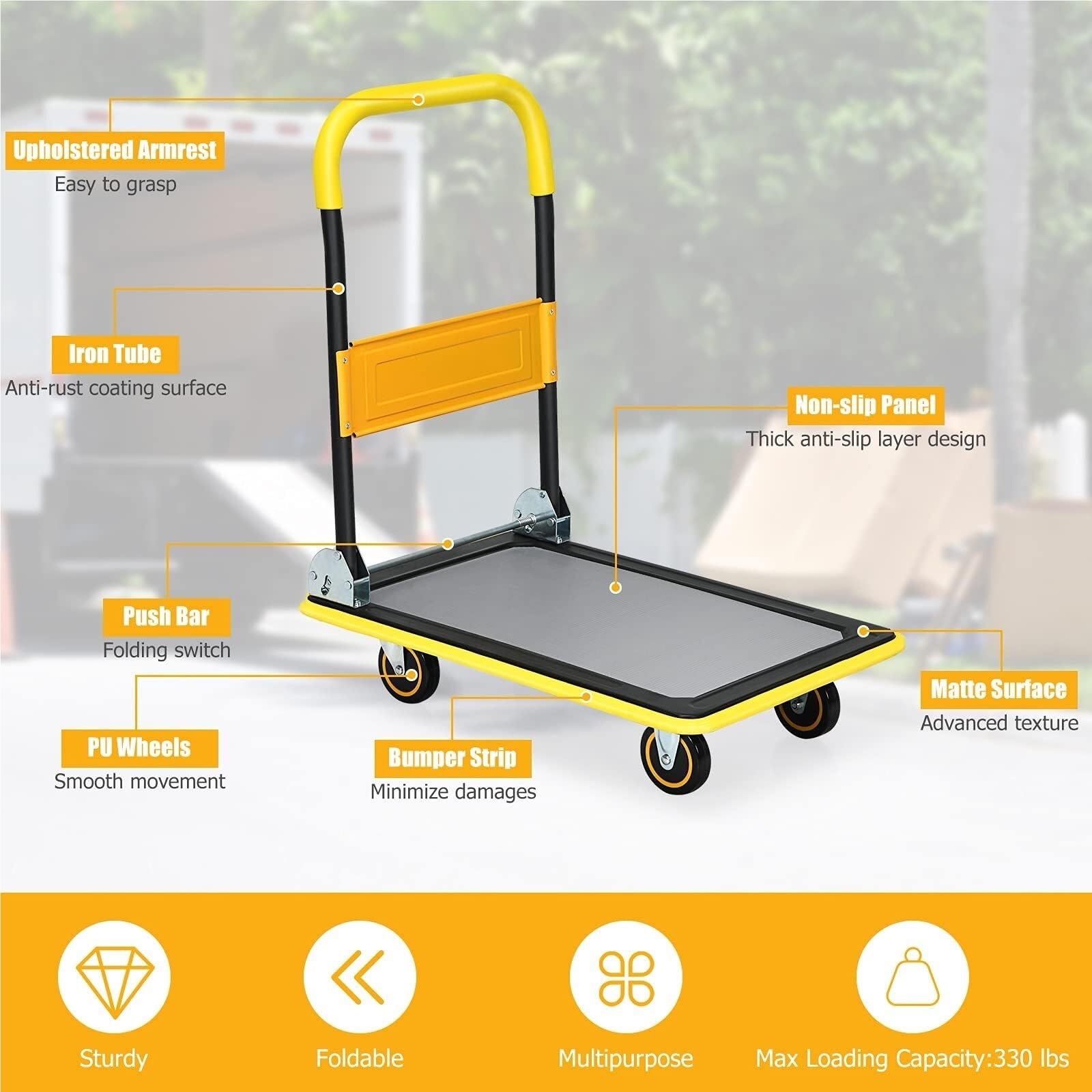 Składany Wózek Składany Wózek Z Platformą Ręczną, Płaską Transportowy