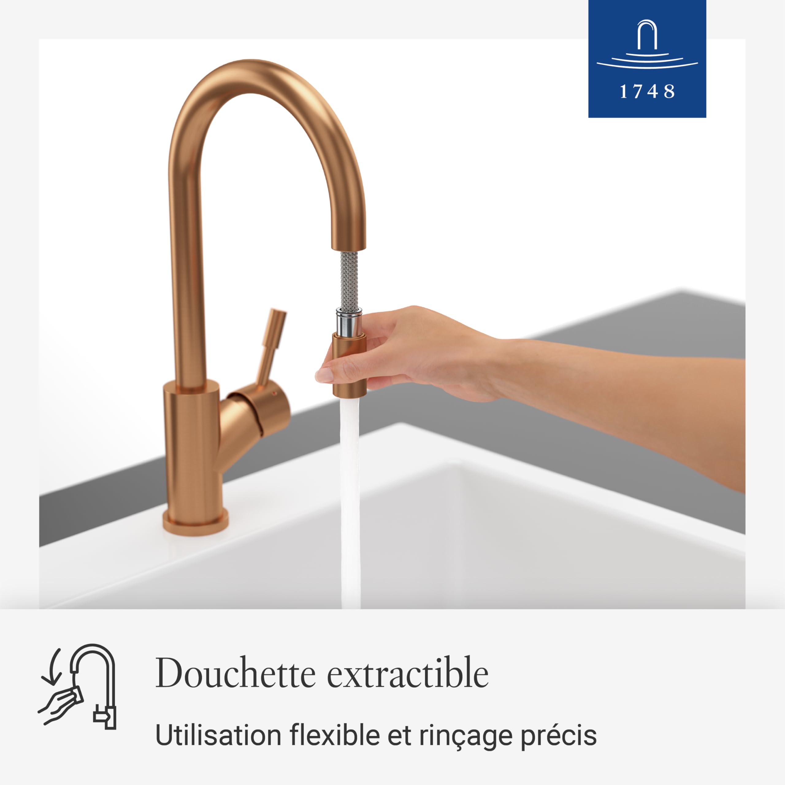 Villeroy & Boch Umbrella Flex robinetterie cuisine, hauteur 220 mm – Bronze