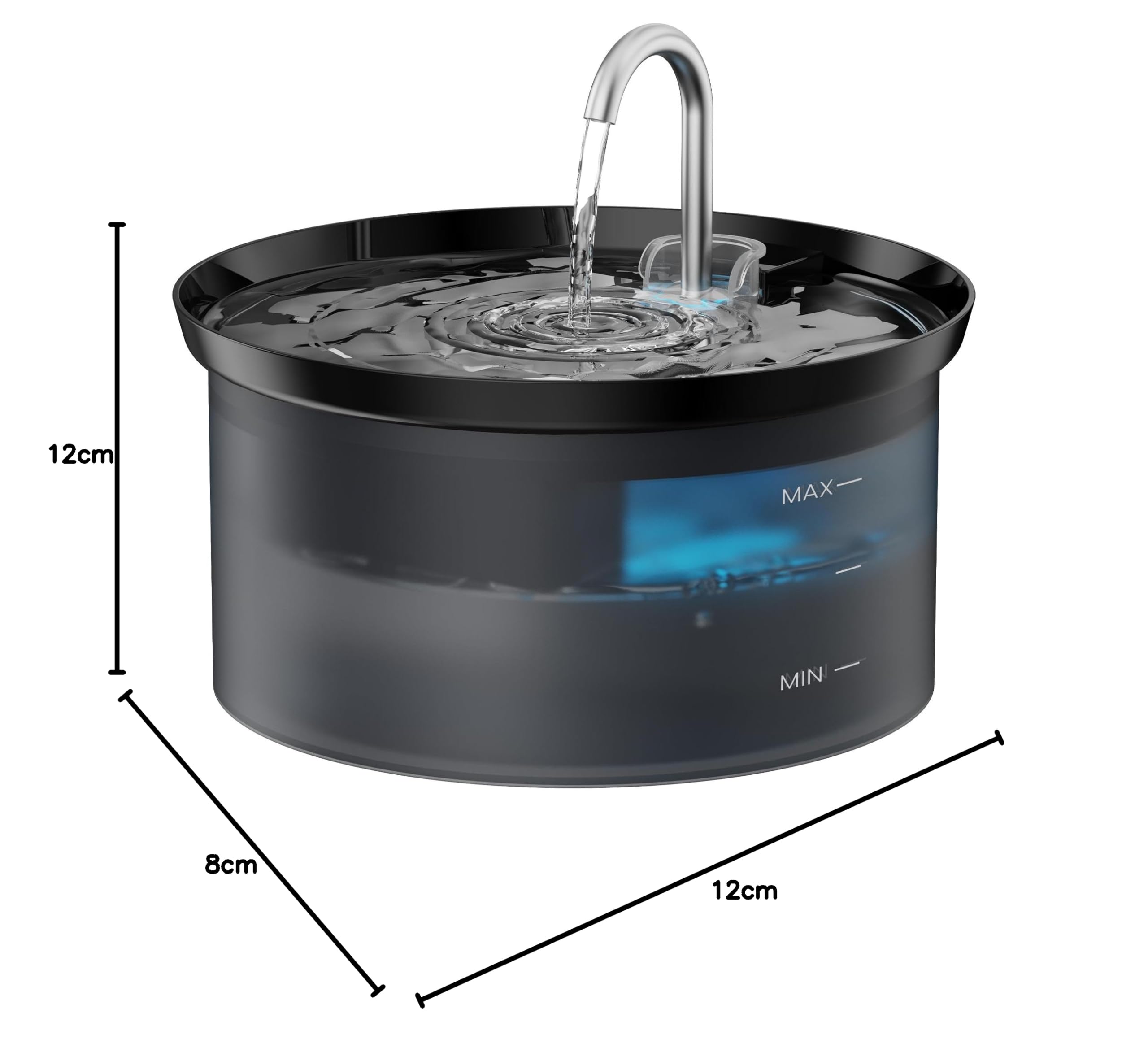 Fontanella per Gatti: Fontana per Gatto d'acqua per Animali Domestici con Pompa Ultra Silenziosa, Filtro a Carbone Attivo Mantenendo l'acqua Pulita, Capacità 2,5L, Design del Rubinetto