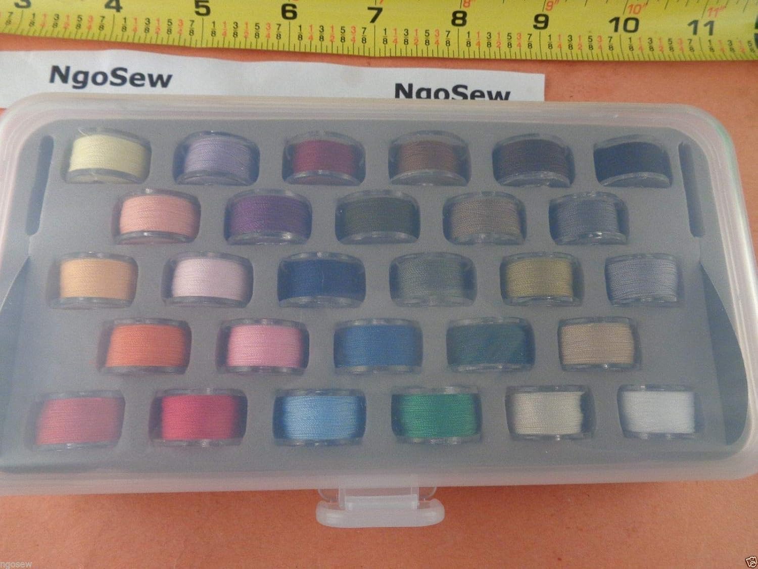 NGOSEW Box 28 Plastic Bobbins with Color Thread for Viking