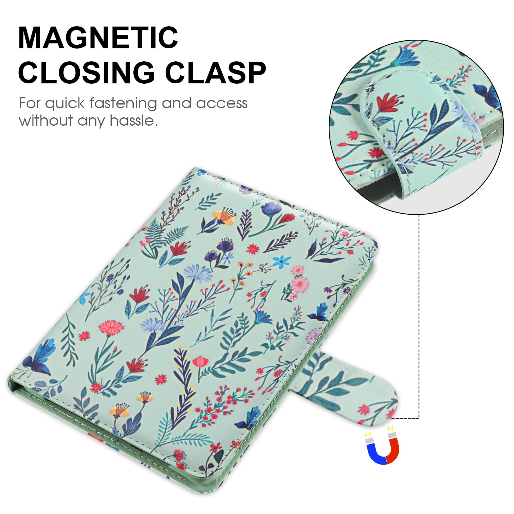 HoYiXi Universel Étui pour 6" Paperwhite /6" Kindle 2025 & 2019 Compatibilité Kobo/Voyaga/Pocketbook/Tolino eReader,Étui de Protection pour eReader 6 Pouce avec Porte-Cartes Intégré,Fleur 1