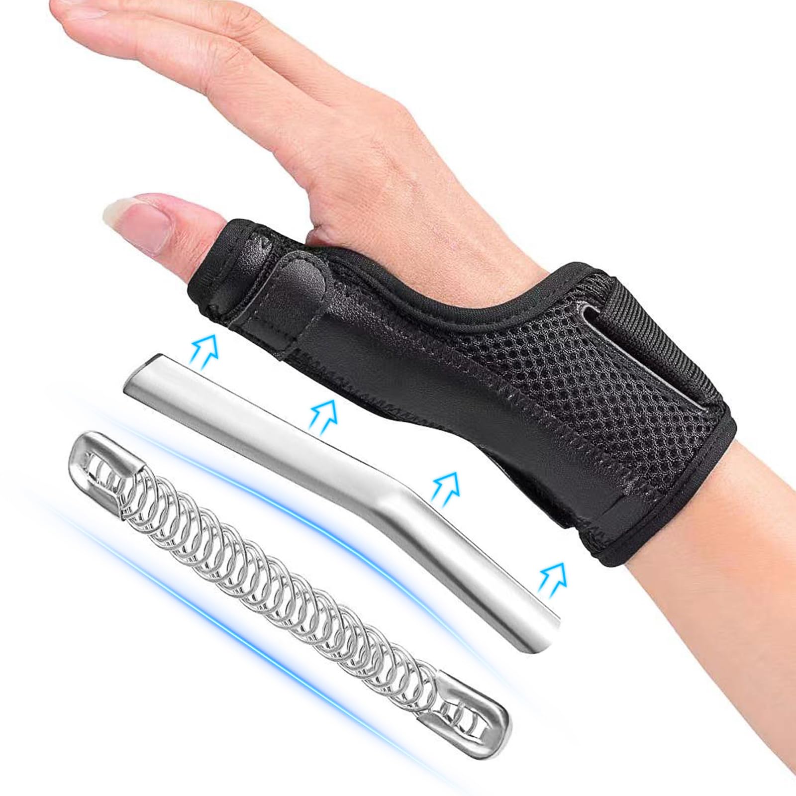 Thumb Brace,Thumb Spica Splint, Adjustable Breathable Wrist Splint/Hand Brace for Right and Left Hand, Pain Relief, Thumb & Wrist Support for Carpal Tunnel, Arthritis, Tendonitis, Sprains (Black, L)