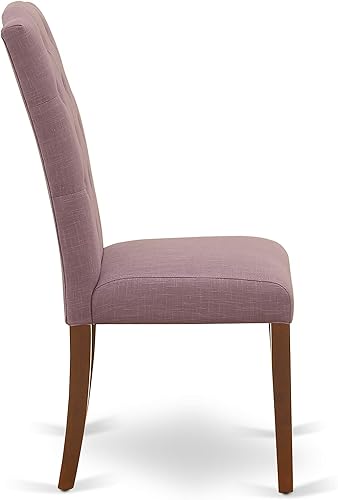 Miniatura 7 de East West Furniture ESCE3-MAH-10 - Juego de mesa de cocina de 3 piezas contiene una mesa de comedor redonda con pedestal y 2 sillas de comedor