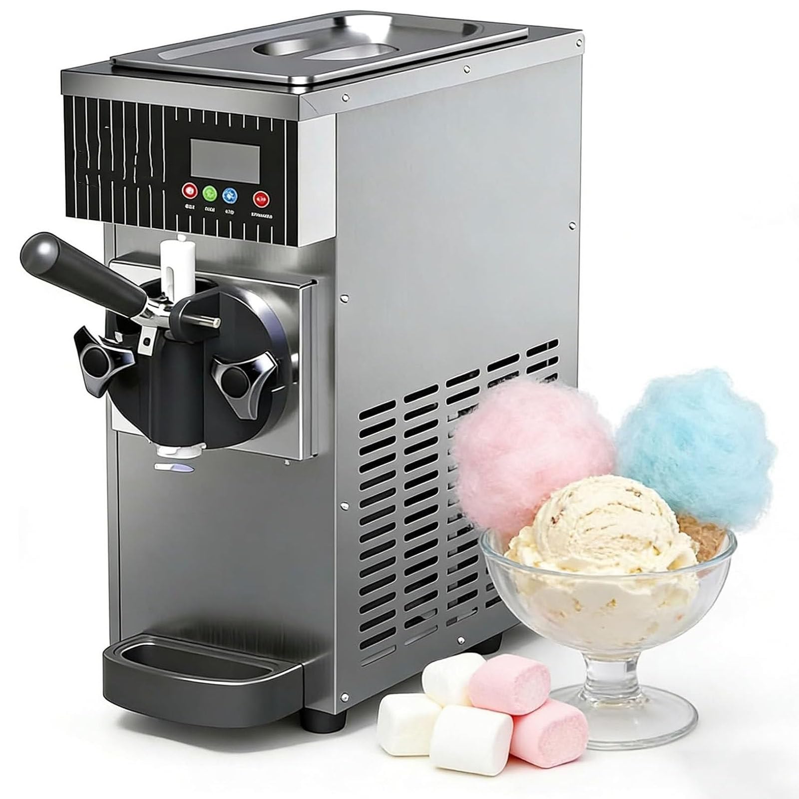 Drmoxin Tabletop Ice Cream Maker, Soft Serve Machine With LED Display And Auto Clean. Delivers 80-100 Blocks/h For Restaurants, Catering Events, And Dessert-focused Businesses Stainlesssteel