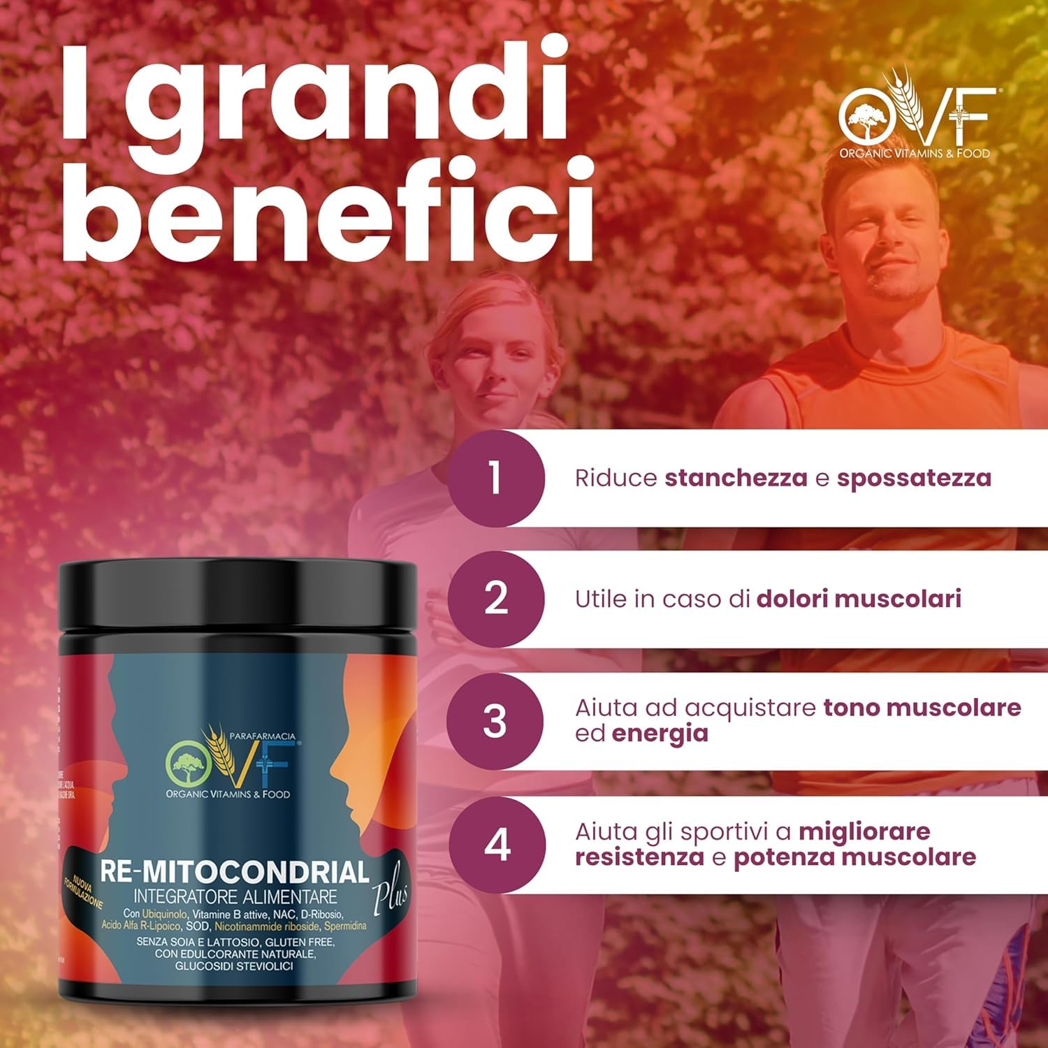OVF Remitocondrial 420 g, Contiene 28 Principi Attivi in Sinergia per Energia mitocondriale, Contrasta Stress Ossidativo, vitamine del gruppo B, Ubiquinolo, Acido R Alfa Lipoico, Spermidina e NAC