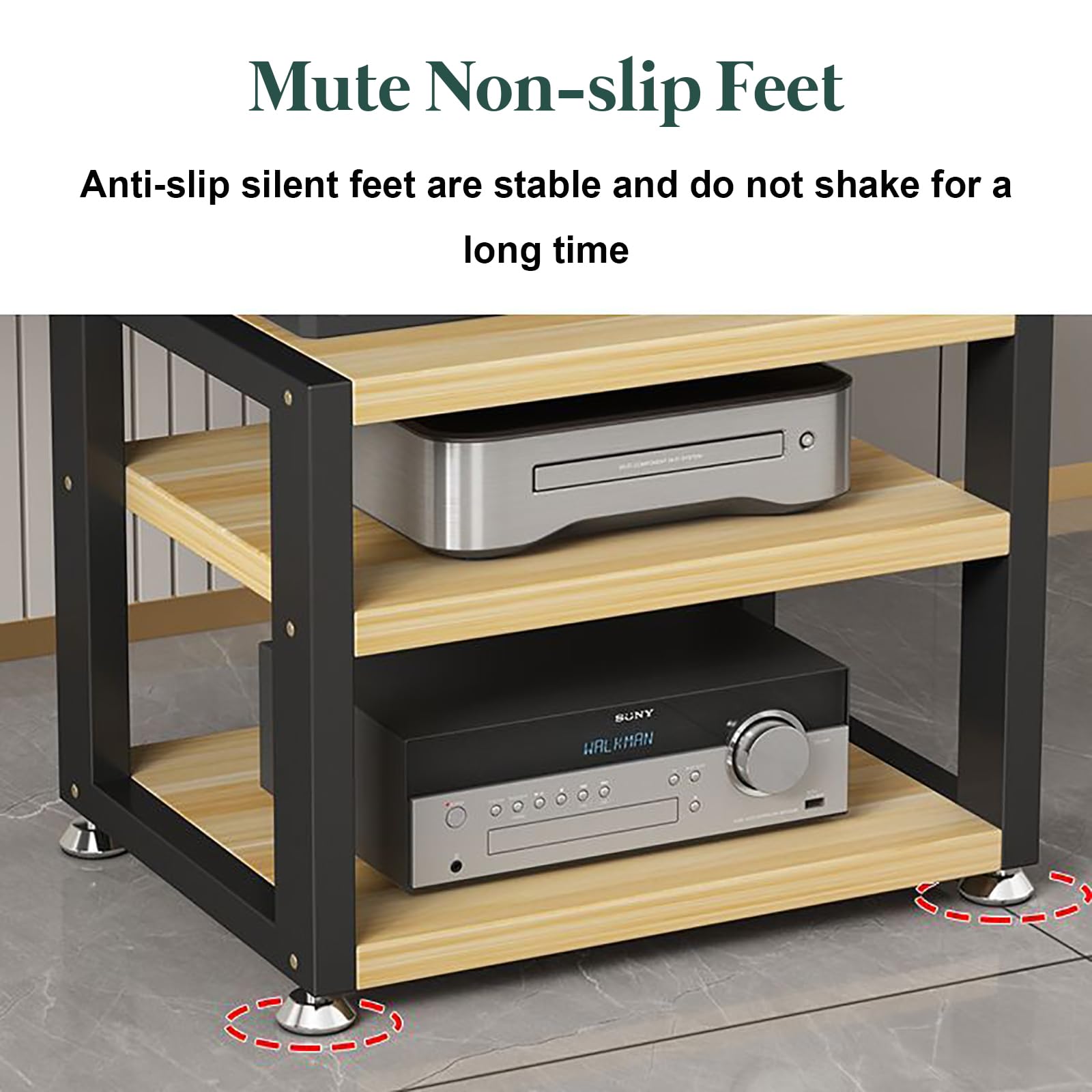 Supporto multimediale AV, mobile da scrivania per video e audio, con ripiano in legno, armadio stereo aperto, armadio componente, mobiletto per componenti ad angolo, mobiletto portatile per scrivania
