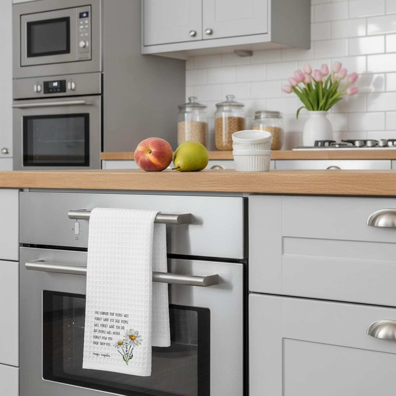 Inspirational Kitchen Hand Towel, Hostess Gift for Women, Christian Quote Waffle Weave Towel, Faith Decor Accent for Kitchen or Bathroom - Image 4