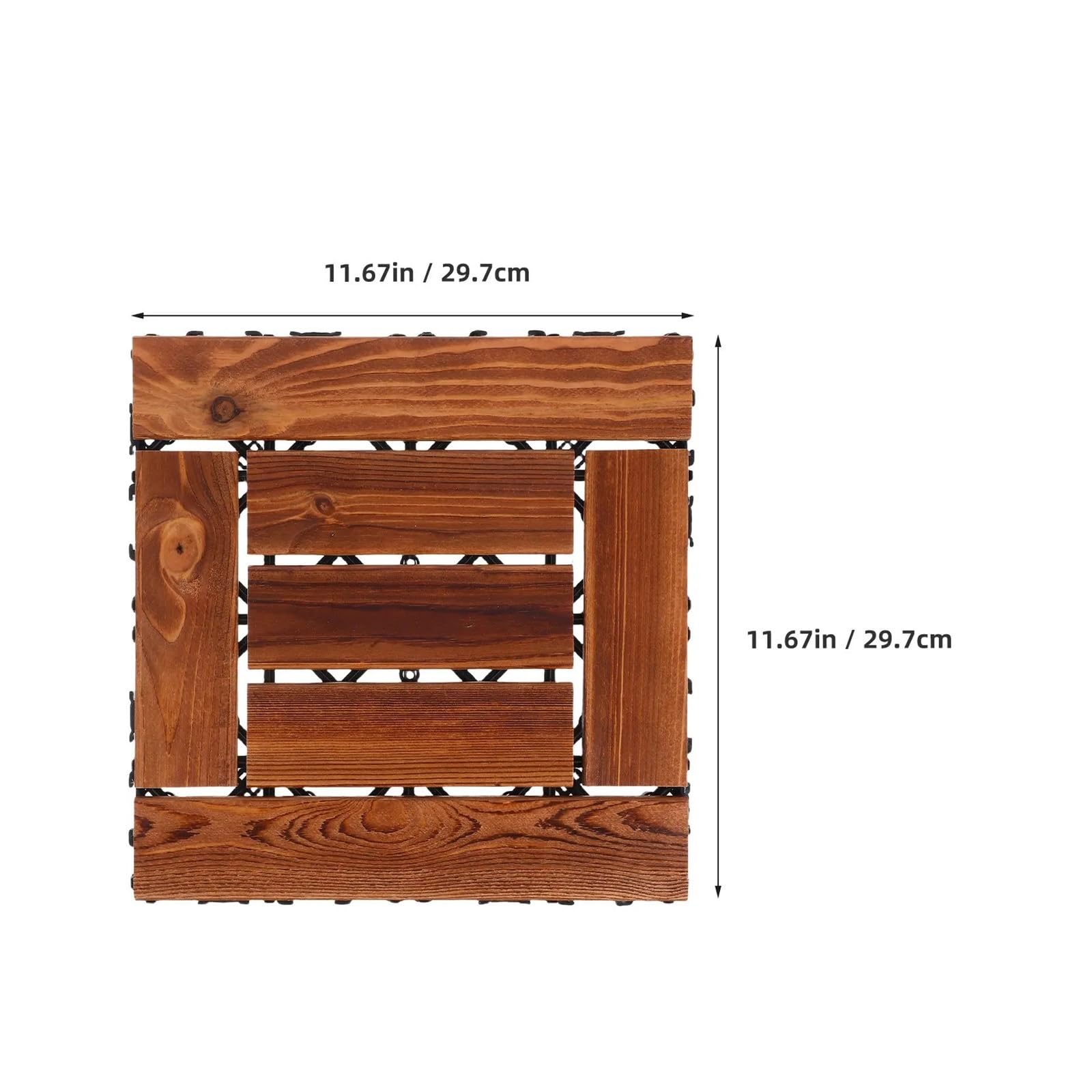Verdickte, ineinandergreifende Terrassenfliesen, 30 x 30 x 1,5 cm, karbonisierter Holzboden for Garten, Terrasse, Balkon, Außen- und Innenbereiche, strapazierfähig