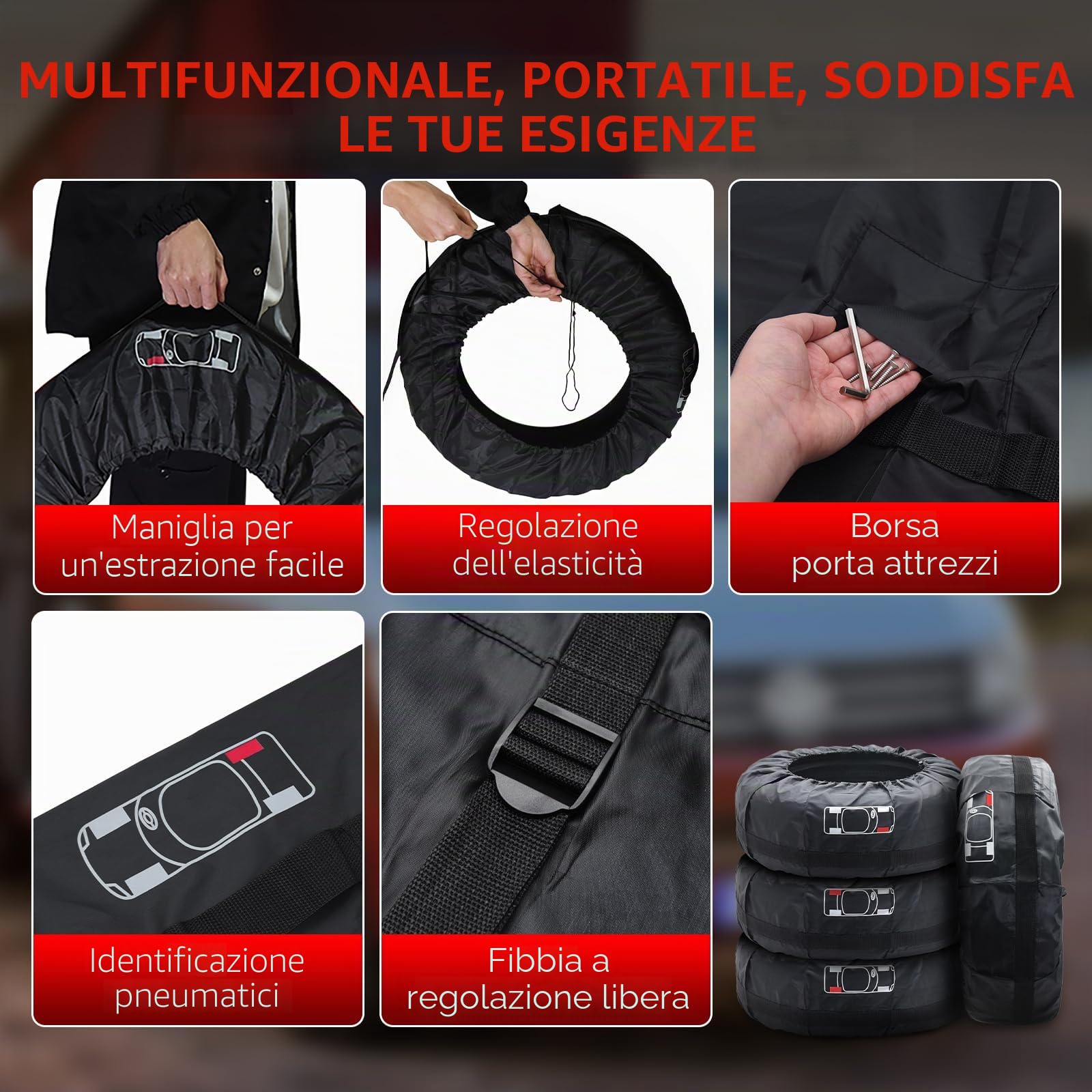 Coperture per Pneumatici Auto Impermeabili Antipolvere 18-22 Pollici Confezione da 4 Pezzi 80cm