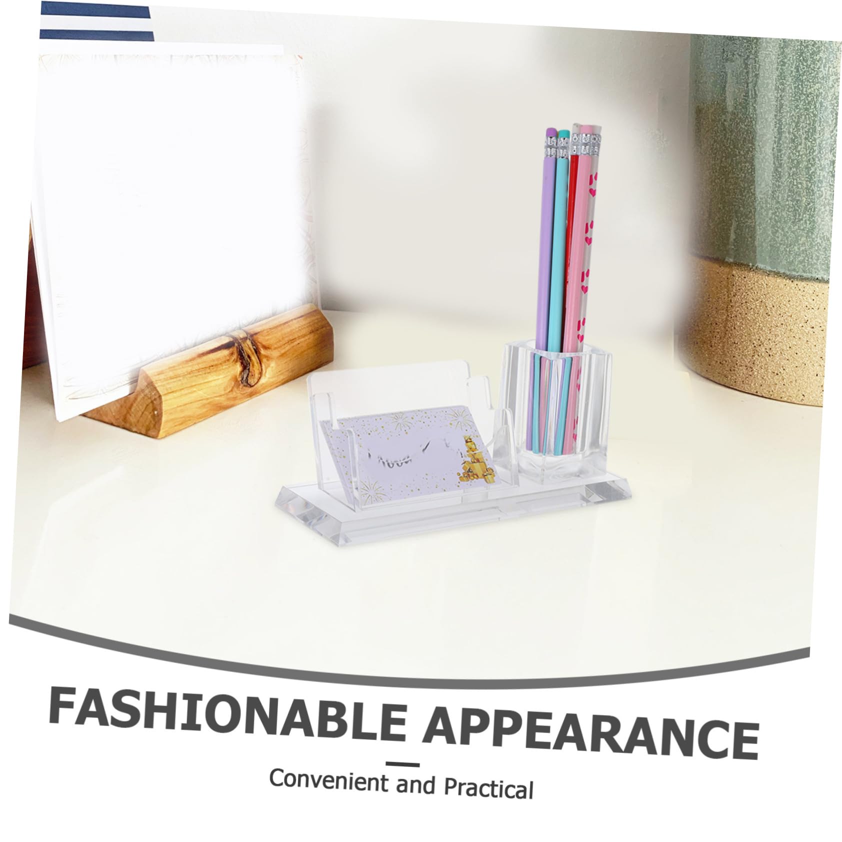 Tarjetero Vertical Acrílico para Tarjetas de Visita de Mesa | Visualización de Tarjetas, Soporte Minimalista para Escritorio, Bordes Suaves y Uso Sencillo