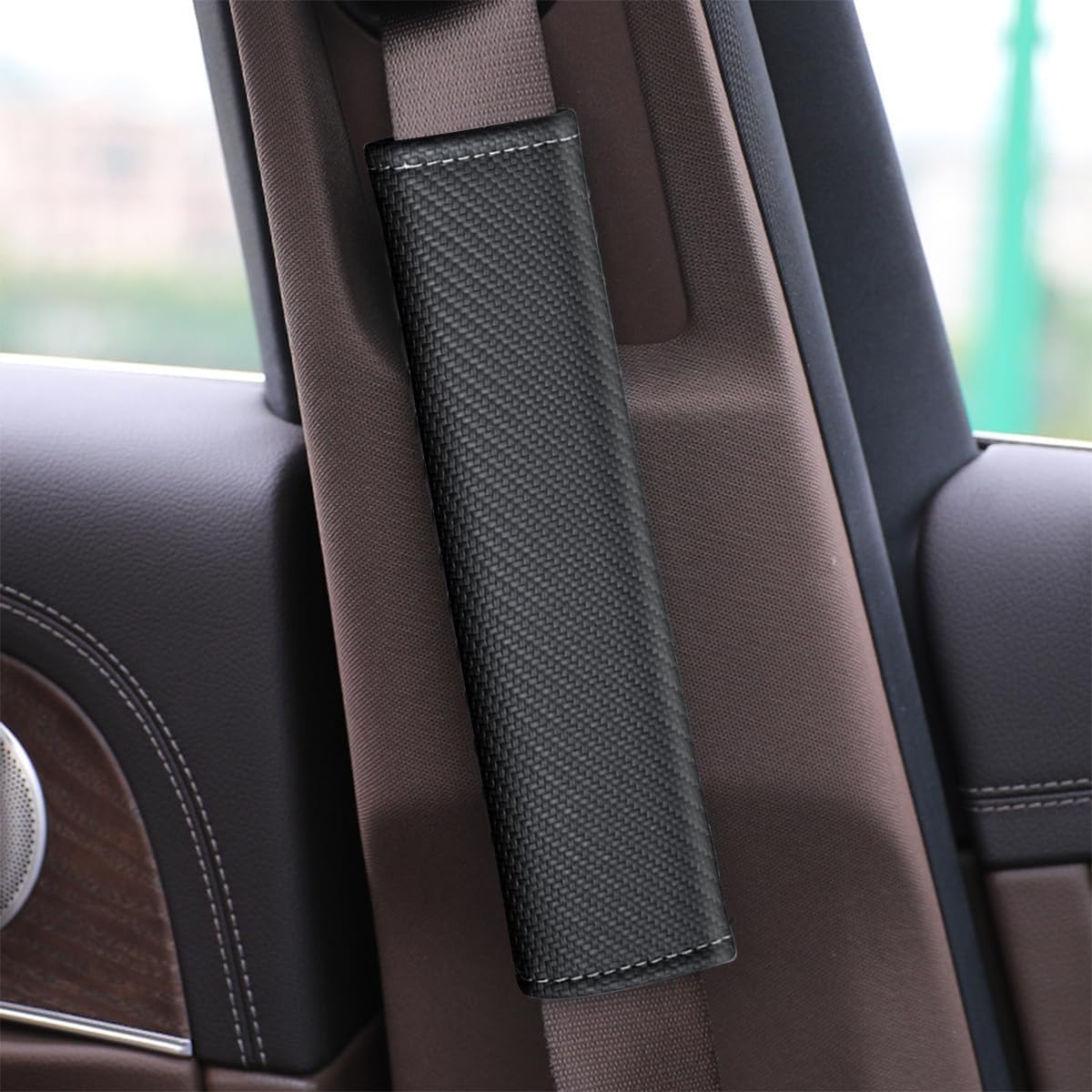 zhangning Set of 2 car seatbelt pads, suitable for VW Gran Santana 2015-2021 vehicles.