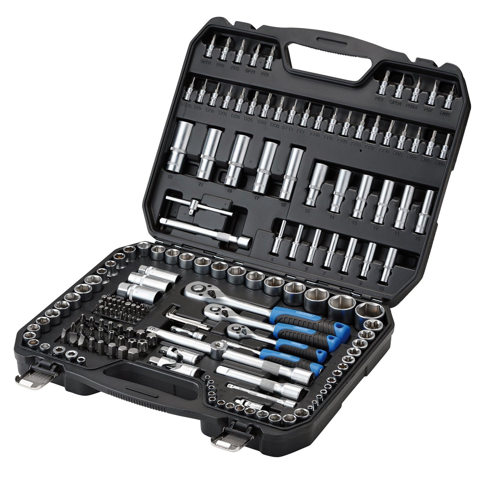 Draper 24231 HI-TORQ® Set di chiavi a bussola metriche e punte, 1/4", 3/8" e 1/2" quadrato Dr. (188 pezzi)