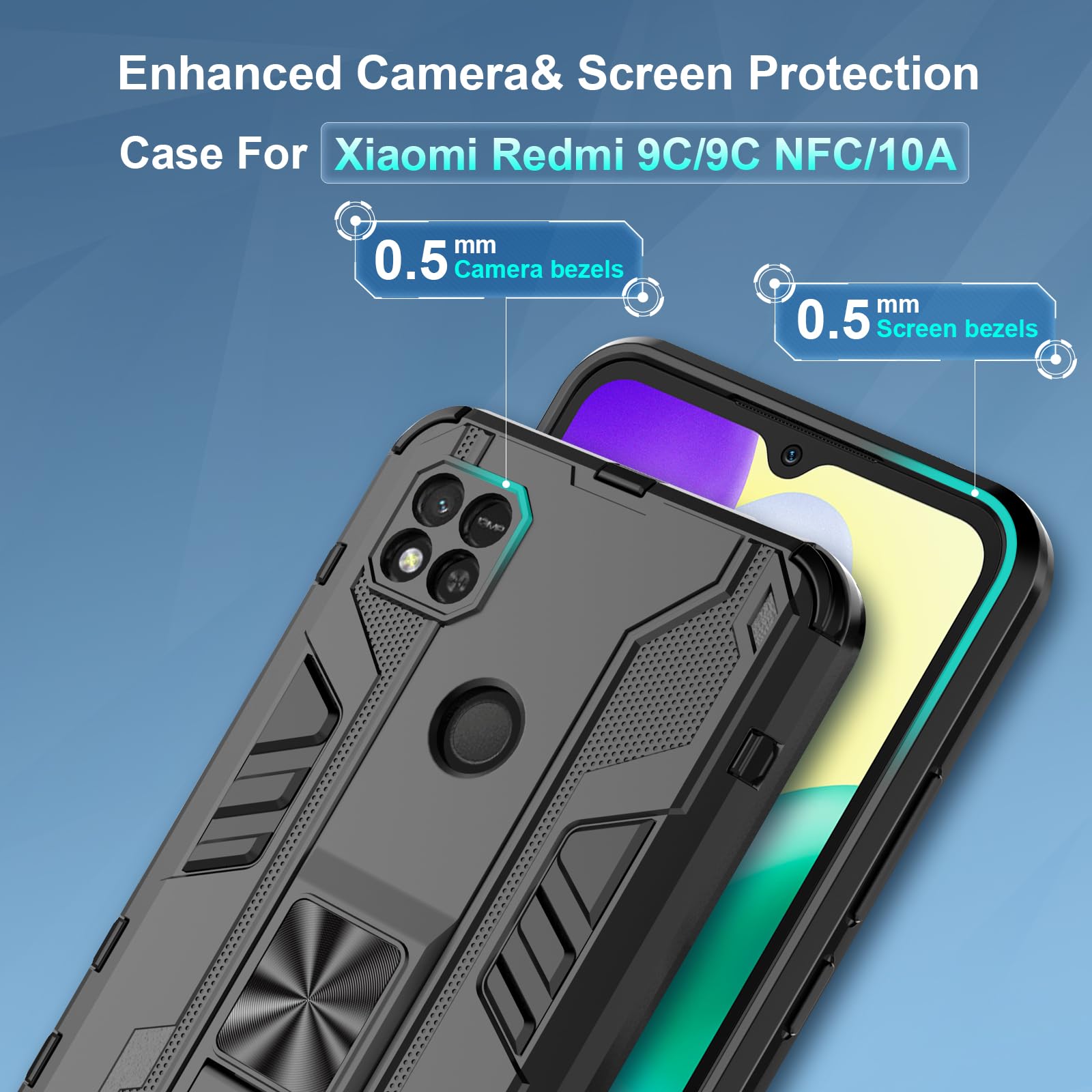 Funda para Xiaomi Redmi Note 15 Pro 5G, Carcasa Antigolpes con Soporte anular metálico, Case Protectora de Grado Militar, Azul — view 201