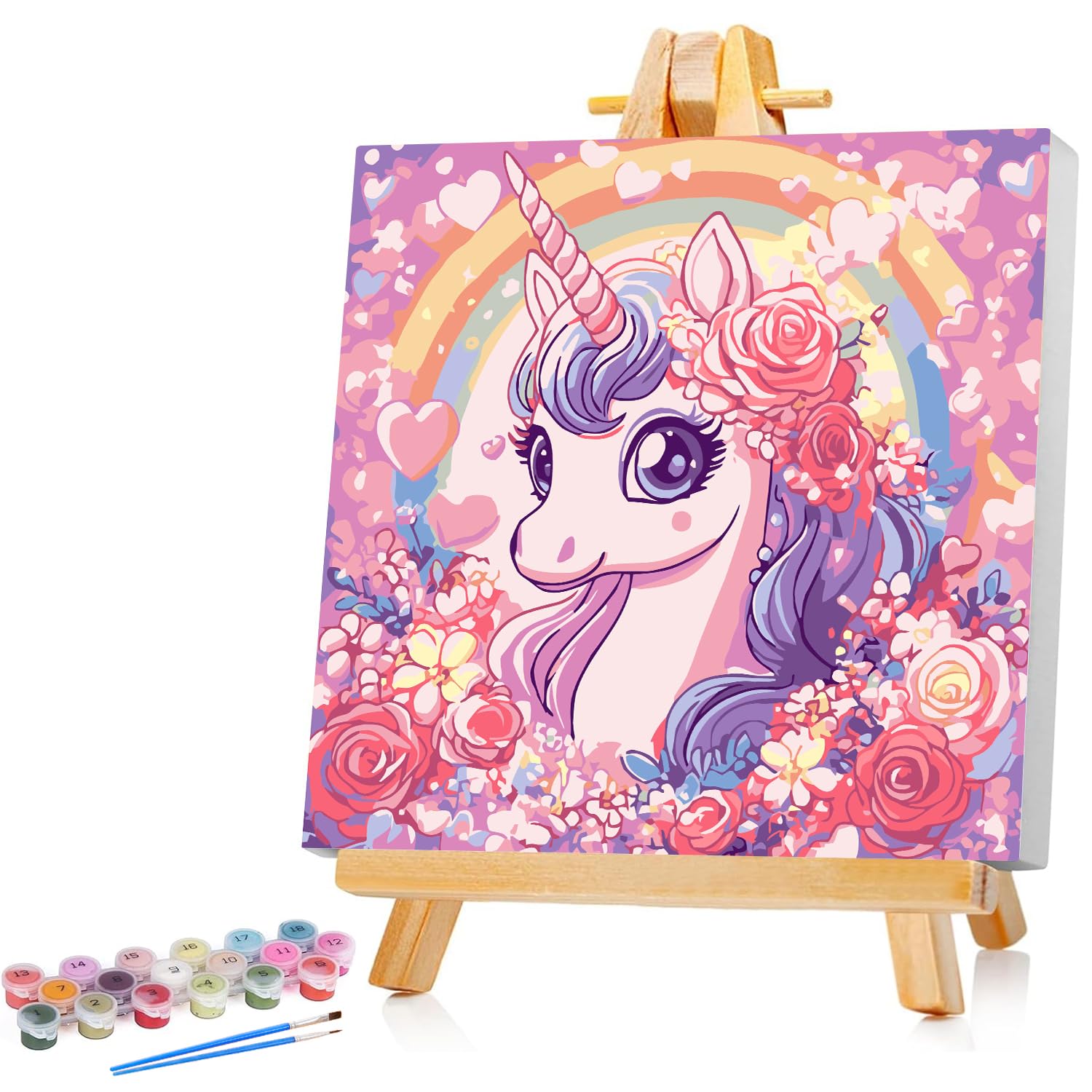 ENCOUN Malen Nach Zahlen Für Kinder, DIY Einhorn Handgemalt Ölgemälde Kit, Paint By Numbers, 3