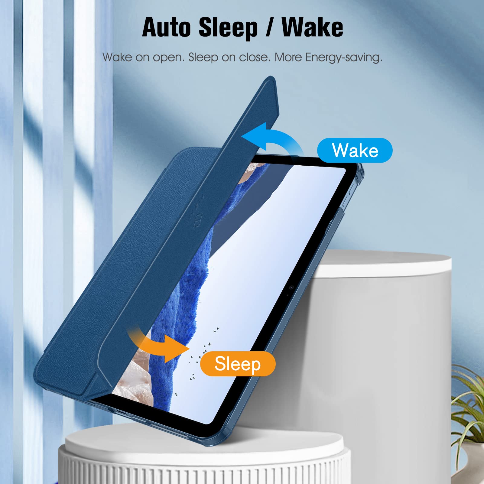 FINTIE Custodia per iPad 10ª Generazione 10.9" 2022 con Built-in Pencil Holder - Sottile Leggero Semi-Trasparente Posteriore Cover Case con Auto Sveglia/Sonno, Blu