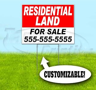 Residential Land for Sale Customizable (18"x24") Corrugated Plastic Yard Sign, Bandit, Lawn, Decorations, New, Advertising, USA