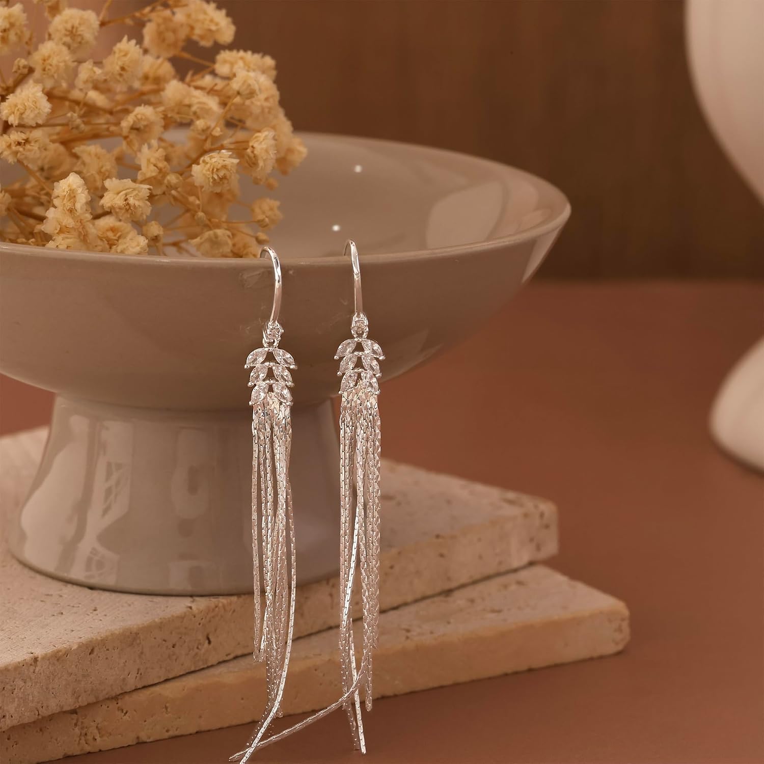 Dangle Earrings for Women,Dainty 14K Gold Plated Long Earrings Statement Gold Drop Earrings Unique Long Earrings For Women Trendy Jewelry Fashion Accessories image 3
