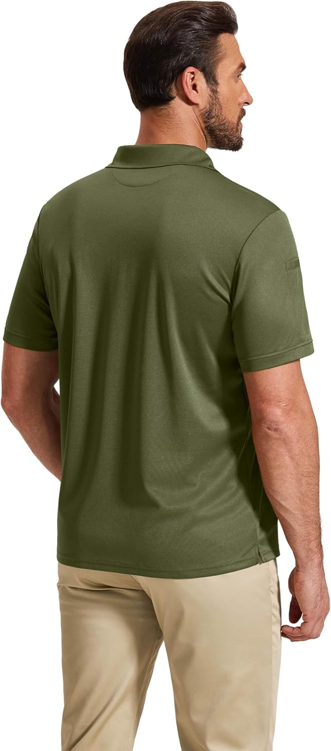 COOFANDY Mens Polo Shirt Short Sleeve Quick Dry Tactical Shirts Golf Polos Collared Work Shirts for Men with Pocket - Image 3