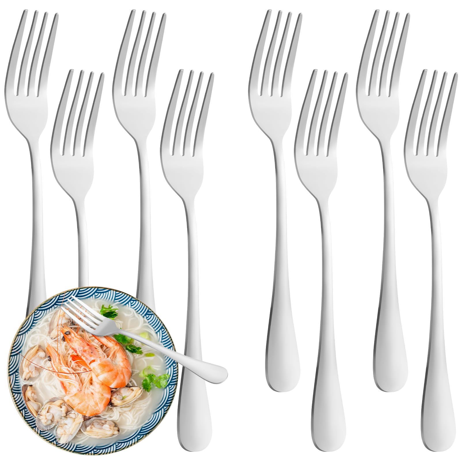 12 Piece Dinner Forks Set, Food-Grade Stainless Steel Forks Silverware, Cutlery Fork, Dessert Fork, Metal Forks for Home, Kitchen or Restaurant, Mirror Polished, Dishwasher Safe - 7.5 Inch — Amazon image 8