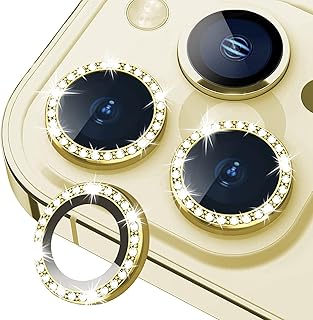 واقي عدسة الكاميرا لموبايل آيفون 13 برو HD مصنوع من الزجاج المقوى الشفاف ومقاوم للخدش ومتوافق مع الجراب (ذهبي)