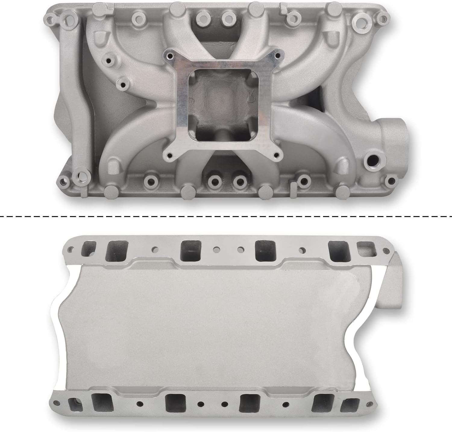 Air Gap Single Plane Intake Manifold Satin Aluminum Compatible with SBF Small Block Ford 351W V8 5.8L