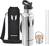 Super Sparrow Gourde Isotherme - Bouteille Isotherme - 1000ml - Gourde Inox Bouche Standard - Gourde Sport Étanche - Gourde Enfant sans BPA, pour Sport, Gym, Voyage - 1