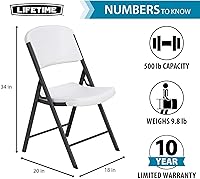Vista 2 de Lifetime 22804 Granite Classic Commercial Folding Chair, White