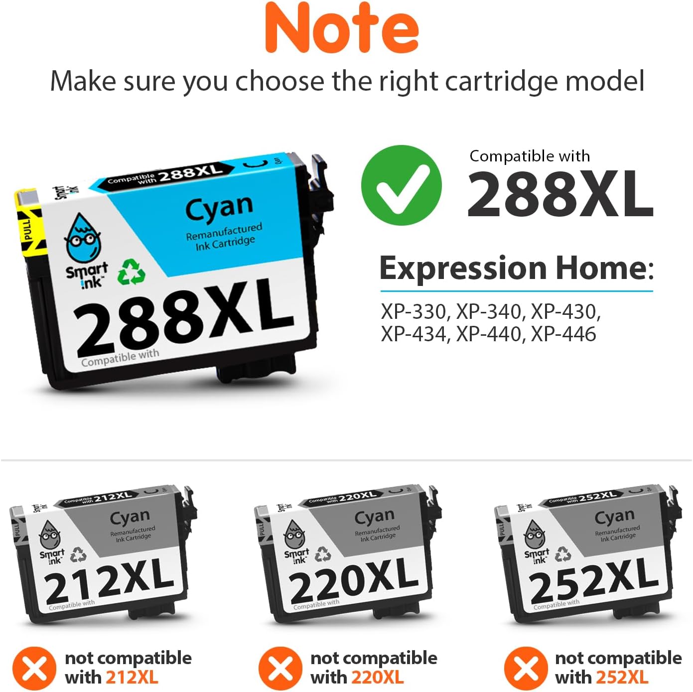 Smart Ink Remanufactured Ink Cartridge Replacement for Epson T288 288XL 288 XL (Black & C/M/Y 4 Combo Pack) to use with Expression Home XP-330 XP-430 XP-434 XP-446 XP-440 XP-340
