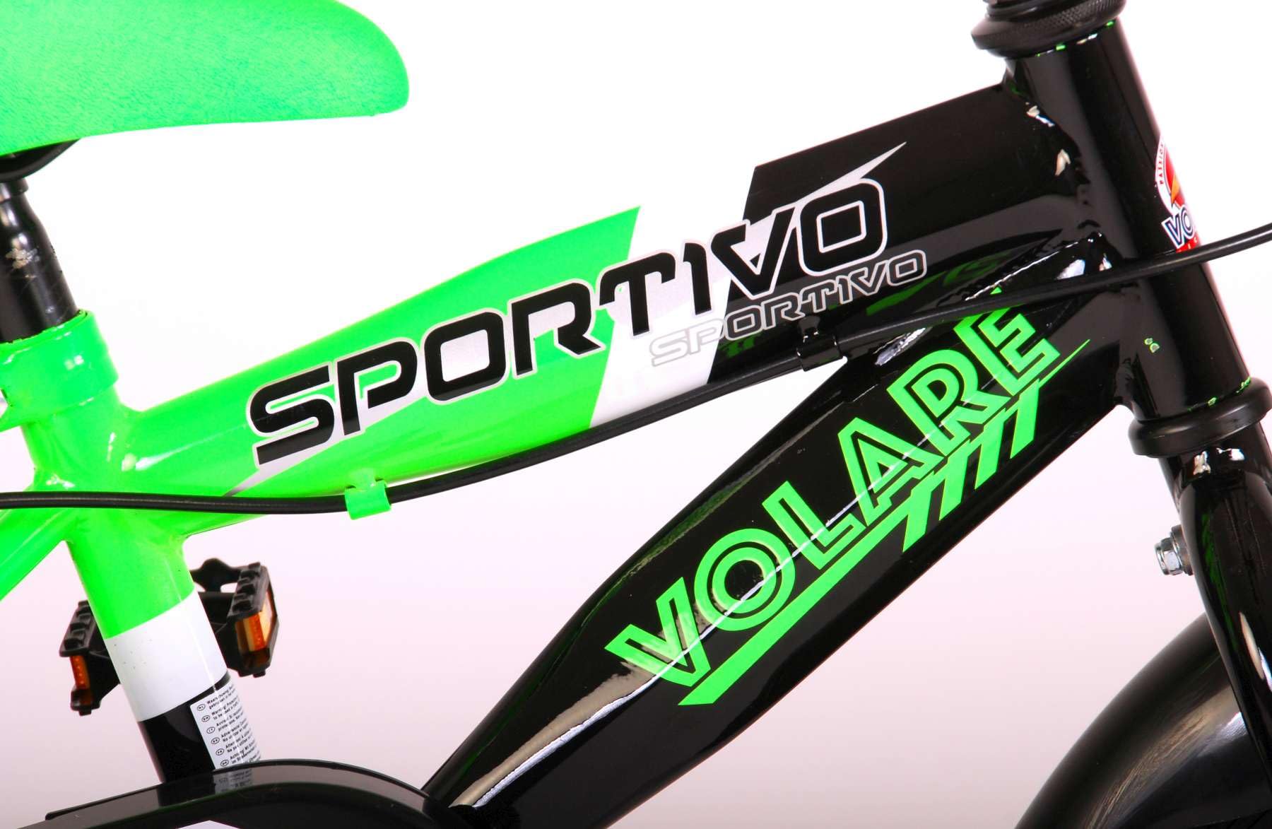 volare Bicicletta da Bambino da 12 Pollici Modello Sportivo con Movimento cenrale e sterzo a Sfera, Verde e Nero
